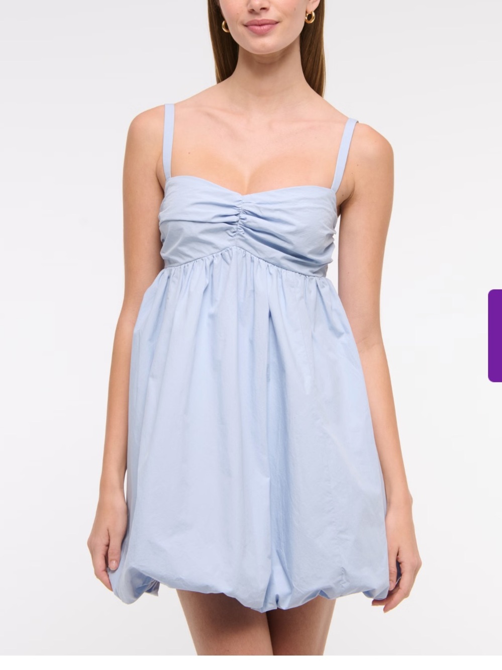 Abercrombie & Fitch Light Blue Ruched Bust Bubble Hem Mini Dress